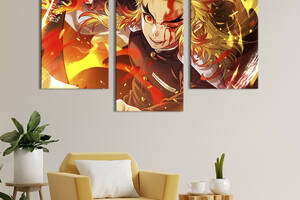 Картина на холсте KIL Art для интерьера в гостиную Меч Кёджуро Ренгоку 66x40 см (723-32)