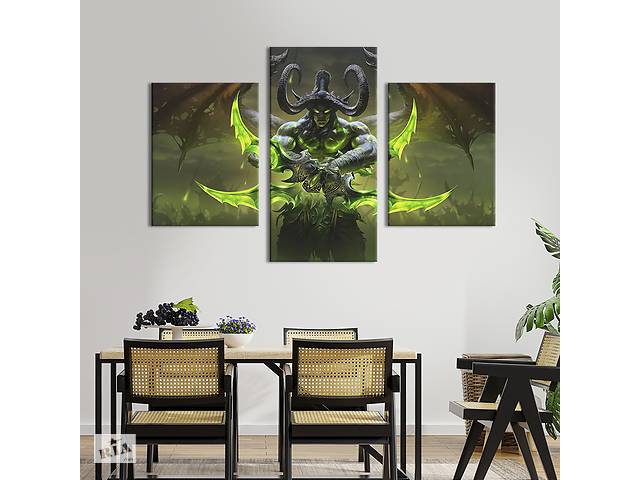 Картина на холсте KIL Art для интерьера в гостиную Могучий Иллидан Ярость Бури 66x40 см (660-32)
