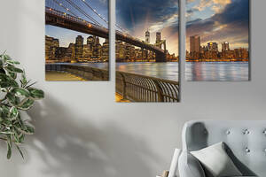Картина на холсте KIL Art для интерьера в гостиную Монументальный Бруклинский мост 141x90 см (331-32)
