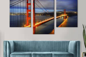 Картина на холсте KIL Art для интерьера в гостиную Мост Золотые Ворота через залив Сан-Франциско 96x60 см (329-32)