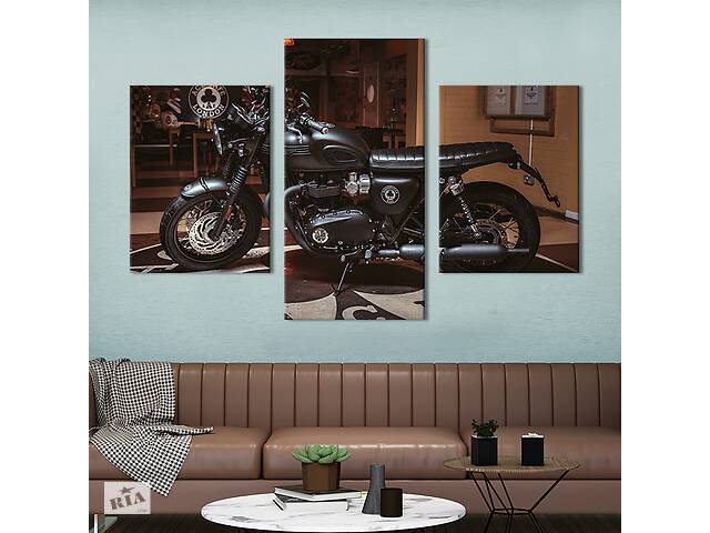 Картина на холсте KIL Art для интерьера в гостиную Мощный мотоцикл Триумф Бонневилле 141x90 см (86-32)