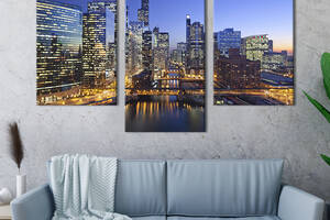 Картина на холсте KIL Art для интерьера в гостиную Огни мегаполиса 96x60 см (328-32)