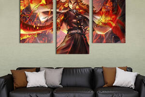 Картина на холсте KIL Art для интерьера в гостиную Огненный истребитель демонов Кёджуро Ренгоку 96x60 см (724-32)