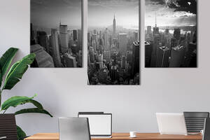 Картина на холсте KIL Art для интерьера в гостиную Панорамный вид на высотки Нью-Йорка 96x60 см (313-32)