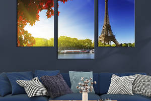 Картина на холсте KIL Art для интерьера в гостиную Панорама Парижа 96x60 см (325-32)