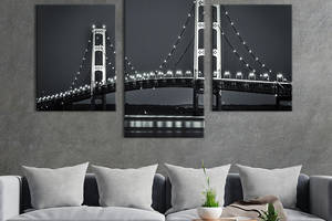 Картина на холсте KIL Art для интерьера в гостиную Панорамный вид на чёрно-белый мост 96x60 см (361-32)