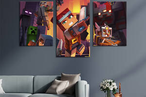 Картина на холсте KIL Art для интерьера в гостиную Персонажи Майнкрафт 96x60 см (650-32)