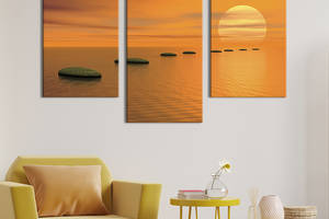 Картина на холсте KIL Art для интерьера в гостиную Плоские камни в море 141x90 см (415-32)