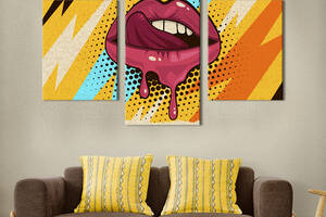 Картина на холсте KIL Art для интерьера в гостиную Поп-арт соблазнительные губы 96x60 см (533-32)