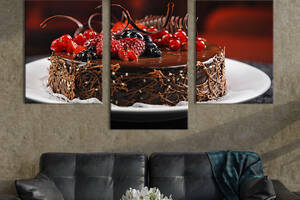Картина на холсте KIL Art для интерьера в гостиную Праздничный шоколадный торт 96x60 см (275-32)