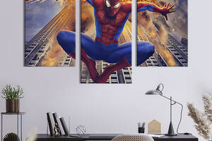 Картина на холсте KIL Art для интерьера в гостиную Прыжок Человека-паука 96x60 см (744-32)