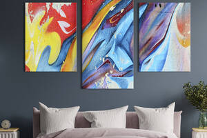 Картина на холсте KIL Art для интерьера в гостиную Разноцветная огненная абстракция 96x60 см (36-32)