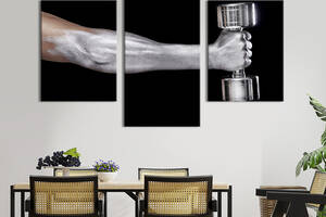 Картина на холсте KIL Art для интерьера в гостиную Рука спортсмена с гантелью 96x60 см (496-32)