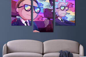 Картина на холсте KIL Art для интерьера в гостиную Рик и Морти из клипа Run The Jewels 96x60 см (734-32)