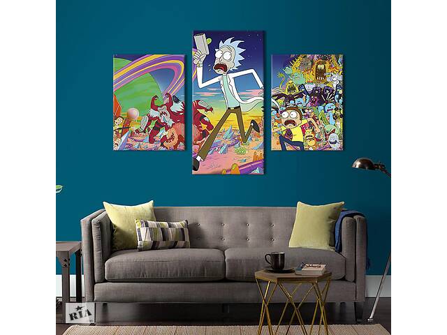 Картина на холсте KIL Art для интерьера в гостиную Рик и Морти на далекой планете 141x90 см (736-32)