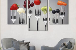 Картина на холсте KIL Art для интерьера в гостиную Семь полезных ягод и овощей 141x90 см (282-32)