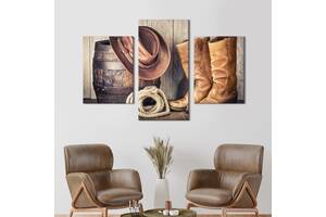 Картина на холсте KIL Art для интерьера в гостиную Шляпа и ботинки шерифа 96x60 см (515-32)