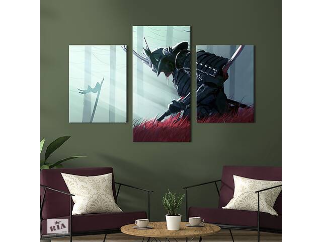 Картина на холсте KIL Art для интерьера в гостиную Смерть самурая 96x60 см (675-32)