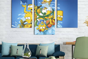 Картина на холсте KIL Art для интерьера в гостиную Смешная семья Симпсонов 66x40 см (742-32)