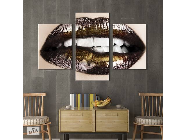 Картина на холсте KIL Art для интерьера в гостиную Соблазнительные чёрные губы 96x60 см (501-32)