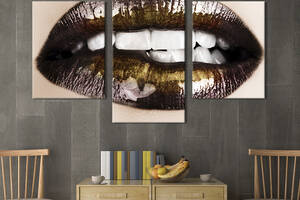 Картина на холсте KIL Art для интерьера в гостиную Соблазнительные чёрные губы 66x40 см (501-32)