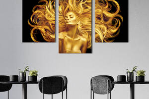 Картина на холсте KIL Art для интерьера в гостиную Соблазнительная золотая девушка 66x40 см (534-32)