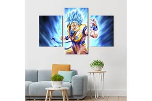 Картина на холсте KIL Art для интерьера в гостиную Son Goku, blue flames 96x60 см (708-32)