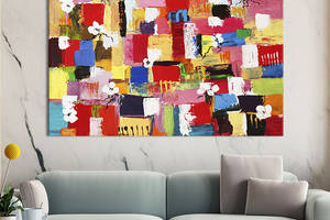Картина на холсте KIL Art для интерьера в гостиную спальню Красочная абстрактная живопись 120x80 см (11-1)