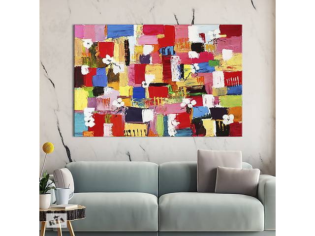 Картина на холсте KIL Art для интерьера в гостиную спальню Красочная абстрактная живопись 120x80 см (11-1)
