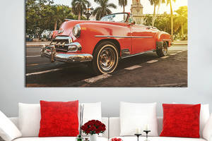Картина на холсте KIL Art для интерьера в гостиную спальню Старый автомобиль и пальмы 80x54 см (116-1)