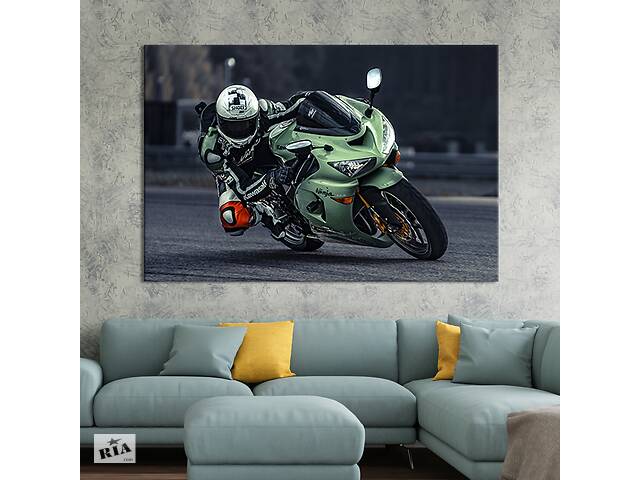 Картина на холсте KIL Art для интерьера в гостиную спальню Мотоцикл Kawasaki Ninja 80x54 см (121-1)