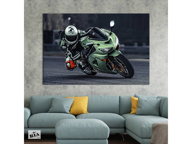 Картина на холсте KIL Art для интерьера в гостиную спальню Мотоцикл Kawasaki Ninja 120x80 см (121-1)