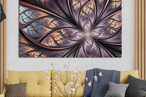 Картина на холсте KIL Art для интерьера в гостиную спальню Абстракция цветочные линии 120x80 см (14-1)