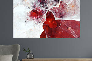 Картина на холсте KIL Art для интерьера в гостиную спальню Стильная красная абстракция 80x54 см (16-1)
