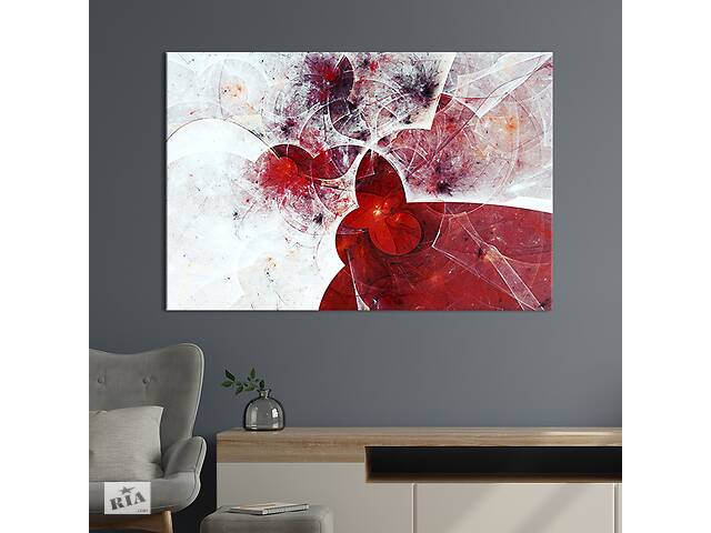 Картина на холсте KIL Art для интерьера в гостиную спальню Стильная красная абстракция 80x54 см (16-1)