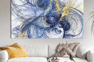 Картина на холсте KIL Art для интерьера в гостиную спальню Абстракция синий выхрь 80x54 см (18-1)