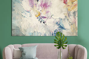 Картина на холсте KIL Art для интерьера в гостиную спальню Цветочная абстракция 80x54 см (20-1)