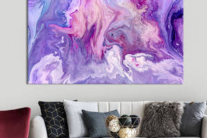 Картина на холсте KIL Art для интерьера в гостиную спальню Фиолетово-розовый мраморный фон 80x54 см (22-1)