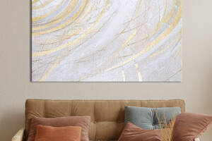 Картина на холсте KIL Art для интерьера в гостиную спальню Золотые линии 120x80 см (25-1)