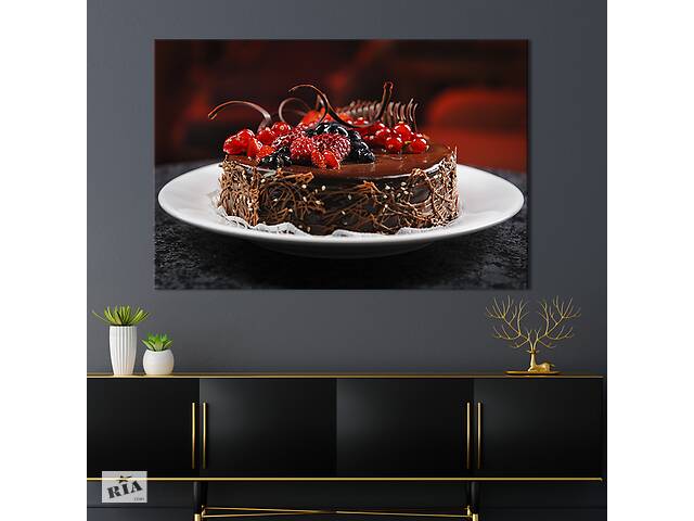 Картина на холсте KIL Art для интерьера в гостиную спальню Шоколадный торт 80x54 см (275-1)