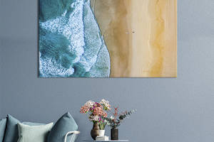Картина на холсте KIL Art для интерьера в гостиную спальню Морские волны и песчаный пляж 120x80 см (445-1)