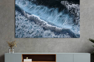 Картина на холсте KIL Art для интерьера в гостиную спальню Волны холодного моря 80x54 см (456-1)