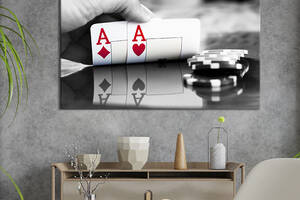 Картина на холсте KIL Art для интерьера в гостиную спальню Два туза в покере 80x54 см (477-1)