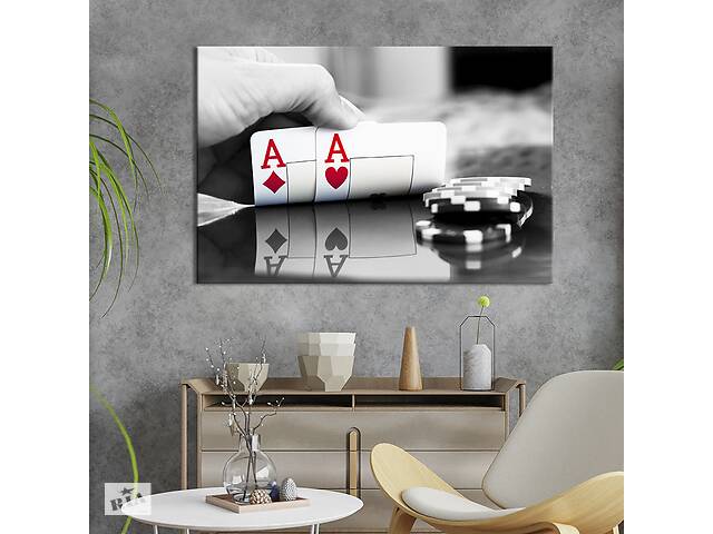 Картина на холсте KIL Art для интерьера в гостиную спальню Два туза в покере 120x80 см (477-1)