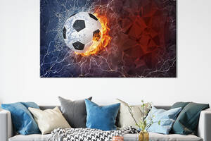 Картина на холсте KIL Art для интерьера в гостиную спальню Огненный футбольный мяч 120x80 см (480-1)