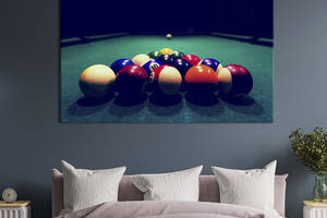 Картина на холсте KIL Art для интерьера в гостиную спальню Бильярдные шары 80x54 см (486-1)