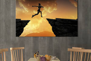 Картина на холсте KIL Art для интерьера в гостиную спальню Силуэт девушки над пропастью 80x54 см (500-1)