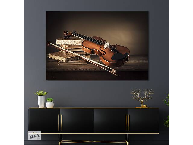 Картина на холсте KIL Art для интерьера в гостиную спальню Натюрморт скрипка 80x54 см (508-1)