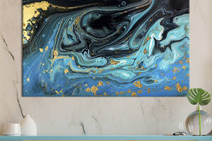 Картина на холсте KIL Art для интерьера в гостиную спальню Текстура с золотым мраморным узором 80x54 см (51-1)