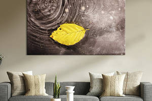 Картина на холсте KIL Art для интерьера в гостиную спальню Осенний лист на воде 80x54 см (511-1)